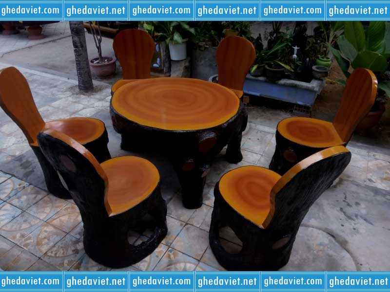 Bàn ghế ăn bằng đá giả gỗ GDGG-48