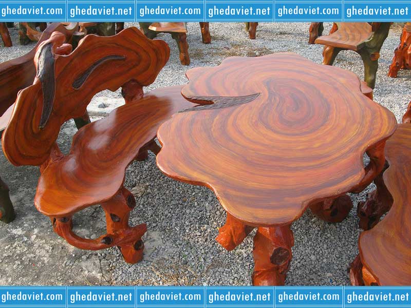 Bàn ghế đá giả gỗ GDGG-05