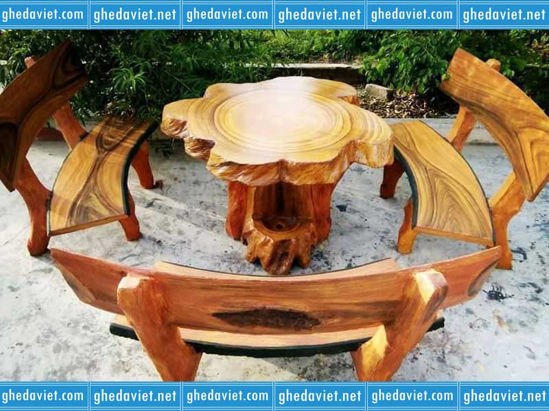 Bàn ghế đá giả gỗ giá rẻ GDGG-18