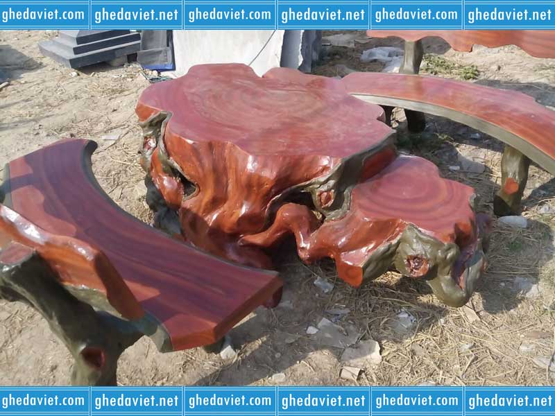 Bàn ghế đá giả gỗ xoan đào GDGG-30