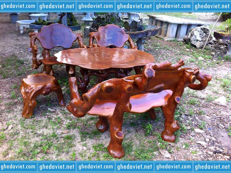 Sản xuất bàn ghế đá giả gỗ giá rẻ GDGG-14