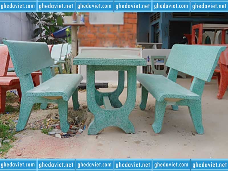 Bàn ghế đá mài màu xanh GDM-122