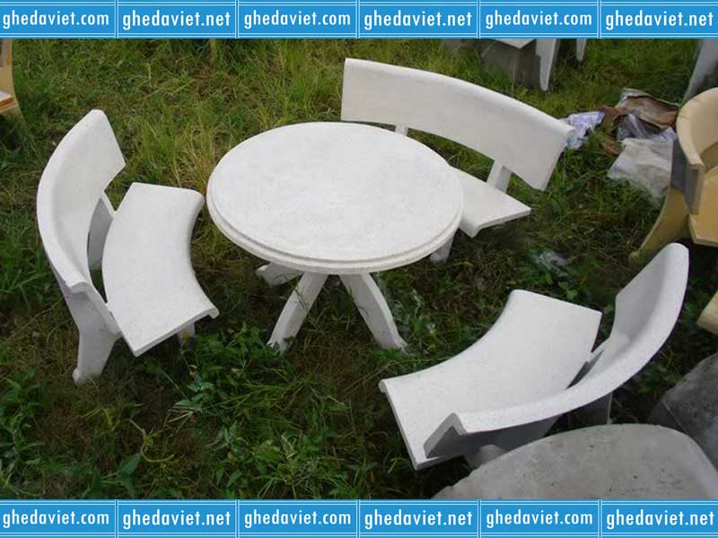 Bộ ghế đá màu trắng GDM-123